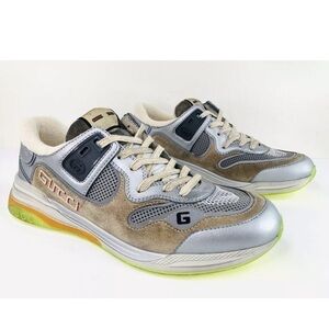 GUCCI Ultrapace Distressed Women Suede Leather 592882 Logo Sneakers EU 35.5